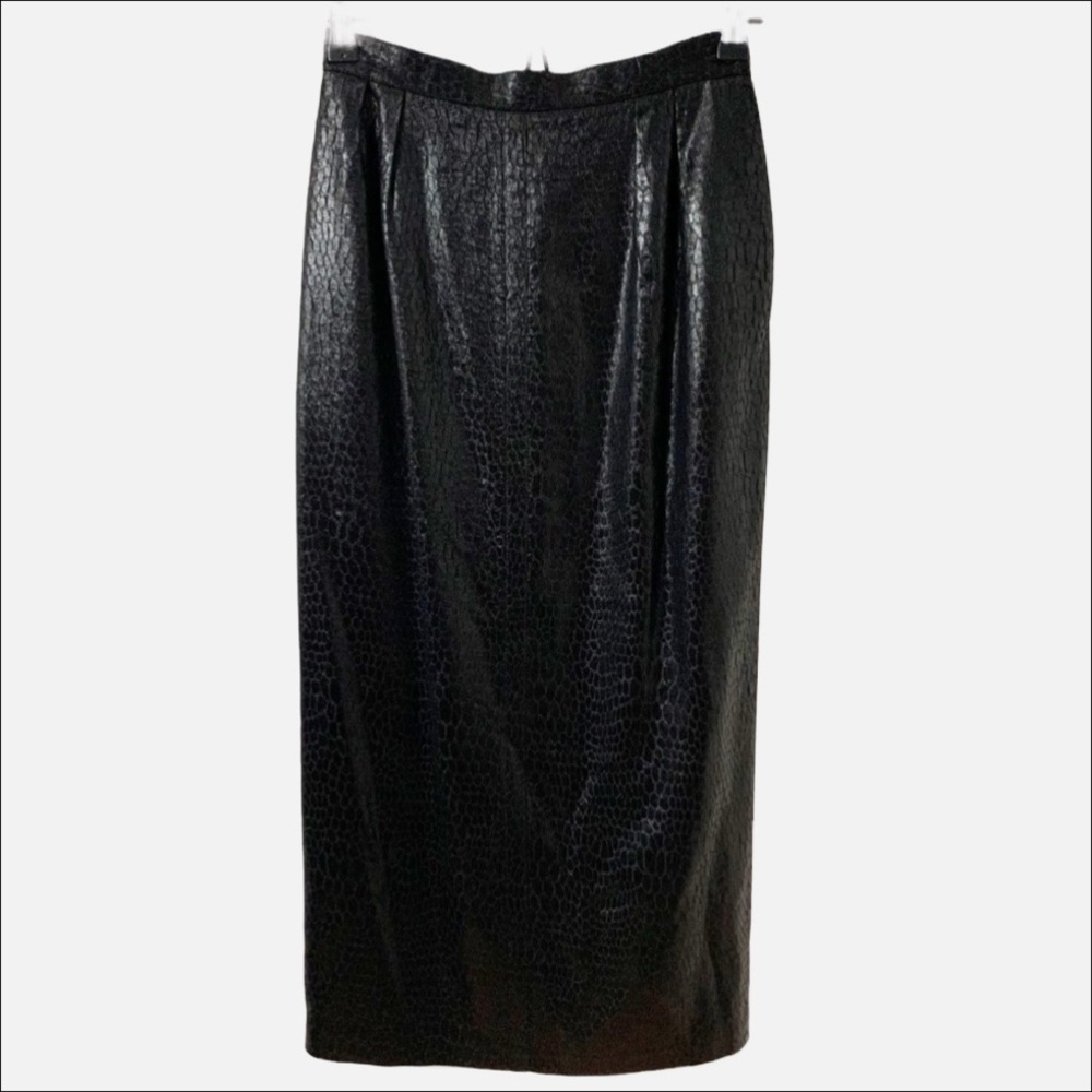 Alfred Sung Size 6 Snake Skin Print Lined Longer Length Skirt Back Vent Shimmery